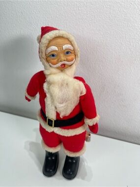 VTG 50/60s Santa Claus Doll Figure Japan Plastic Face Holiday Fair Christmas 11'